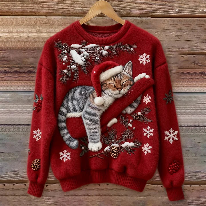 Flocon | Pull en Peluche de Chat de Fête