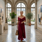 Diane | Robe Maxi Drapée à Col en V et Manches Voilées