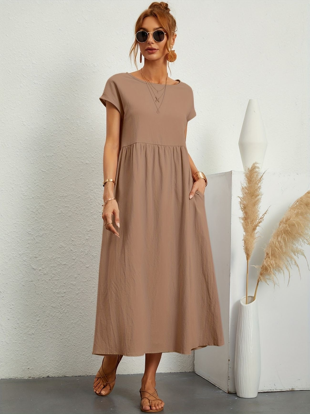 Clara | Robe Midi Fluide à Poches