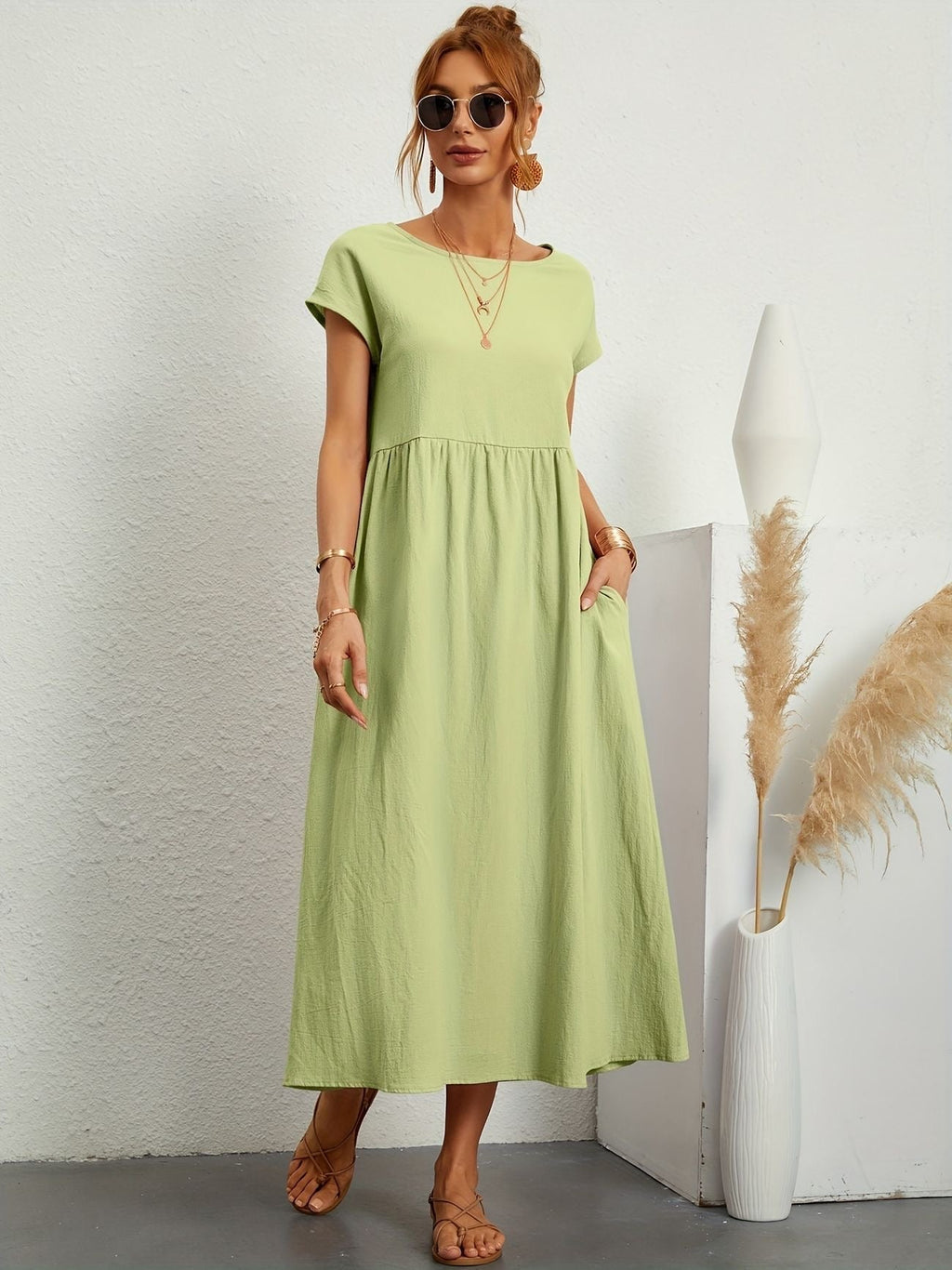 Clara | Robe Midi Fluide à Poches