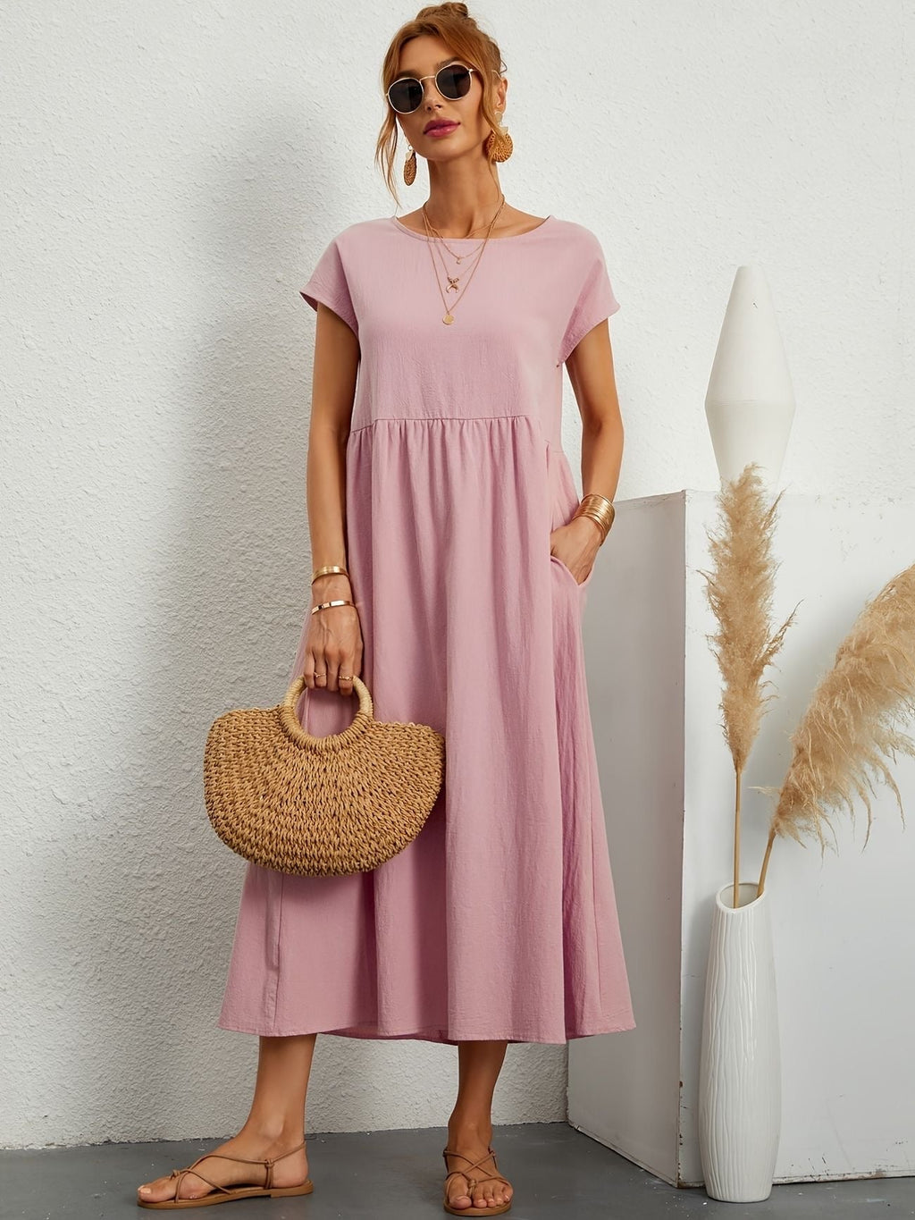 Clara | Robe Midi Fluide à Poches